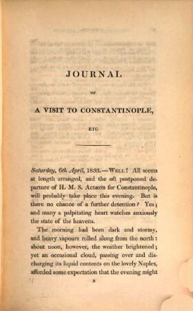 Journal of a visit to Constantinople and some of the Greek islands in the spring and summer of 1833