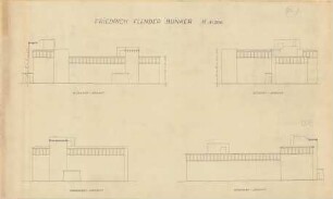 Friedrich Flender Bunker, Südwest-Ansicht, Südost-Ansicht, Nordwest-Ansicht, Nordost-Ansicht