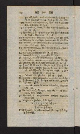 74-87, Naturgeschichte. Folio-Bände. Quart-Bände. Octav-Bände. Duodez-Bände.