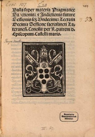 Bulla super materia Pragmatice Sanctionis [et] Indictionis future Sessionis scm. Undecime