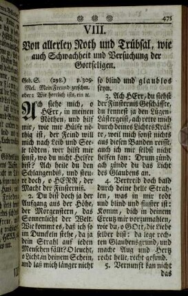 VIII. Von allerley Noth und Trübsal, wie auch Schwachheit und Versuchung der Gottseligen.