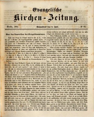 Evangelische Kirchen-Zeitung : Organ der Evangelisch-Lutherischen innerhalb der Preußischen Landeskirche, (Bekenntnistreue Gruppe), 75. 1864
