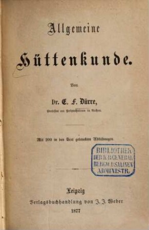 Allgemeine Hüttenkunde