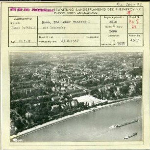 Bonn, Südlicher Stadtteil mit Rheinufer von Osten