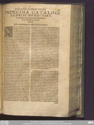 Undecima Catalogi Gloriae Mundi Pars ...