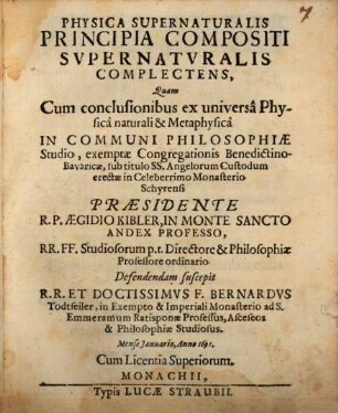 Physica supernaturalis, principia compositi supernaturalis complectens