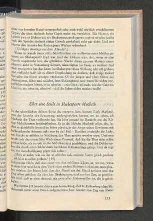 Über eine Stelle in Shakespears Macbeth