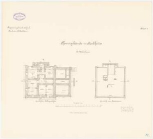 Pfarreigebäude, Sterbfritz: Wohnhaus: Grundriss KG, Bodenraum 1:100