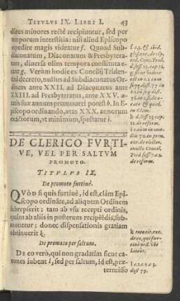 De Clerico Furtive, Vel Per Saltum Promoto. Titulus IX.