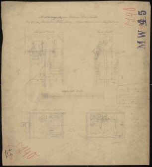 Technische Zeichnung : Montierungsplan zum Umbau an der Mühle des Herrn Mühlenbesitzer [Andreas] Bodenburg, Westerhüsen bei Magdeburg