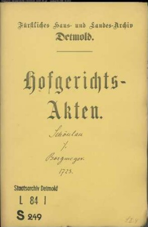 Schönlau, Vogt in Schlangen gegen Hans Jürgen Borgmeyer gen. Bauerkämper - Schuldforderung