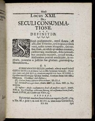 Locus XXII. De Seculi Consummatione.