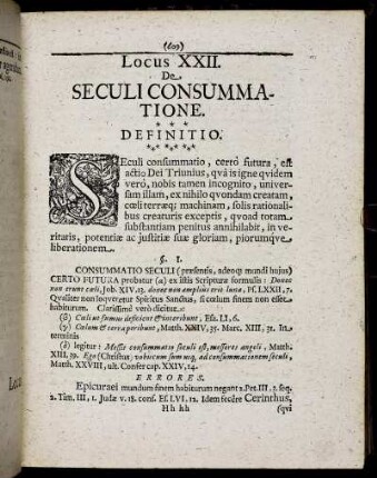 Locus XXII. De Seculi Consummatione.