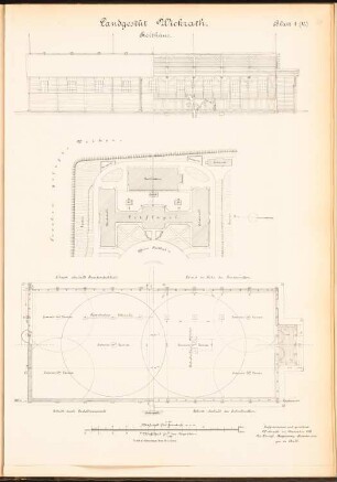 Landgestüt, Wickrath: Lageplan 1:500, Grundriss 1:100, Schnitt