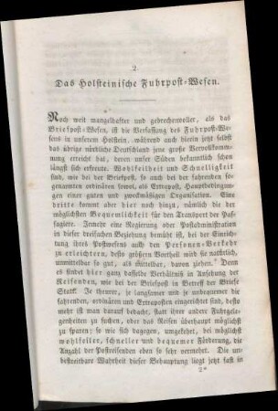 2. Das Holsteinische Fuhrpost-Wesen.