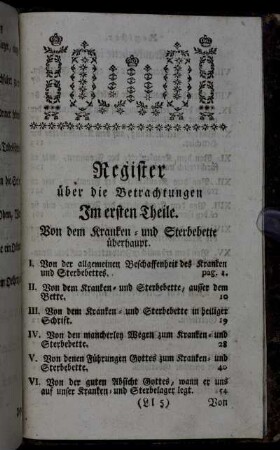 Register über die Betrachtungen Im ersten Theile. - Im zweyten Theile.