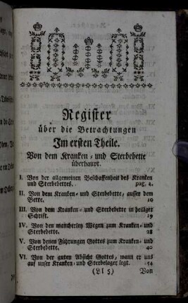Register über die Betrachtungen Im ersten Theile. - Im zweyten Theile.