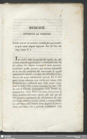 Memorie Intorno Al Werner