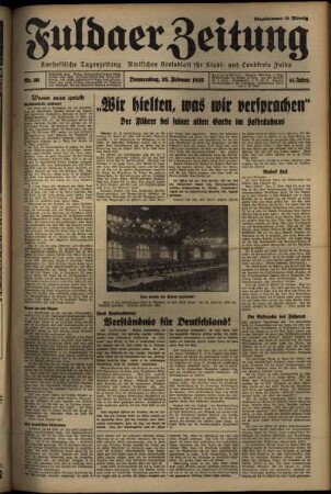Erste Ausgabe vom Donnerstag, den 25. Februar 1937.