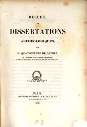 Recueil de dissertations archéologiques