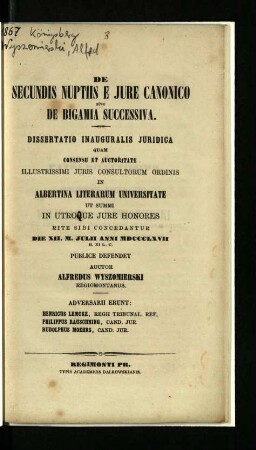 De secundis nuptiis e jure canonico sive de bigamia successiva