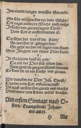Am ersten Sontage nach Ostern ....