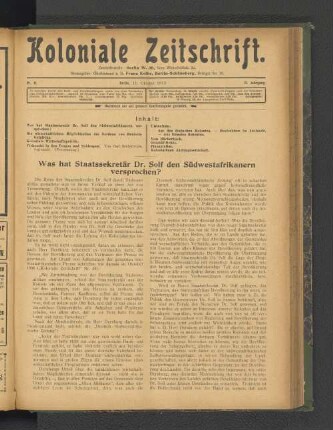Was hat Staatssekretär Dr. Solf den Südwestafrikanern versprochen?