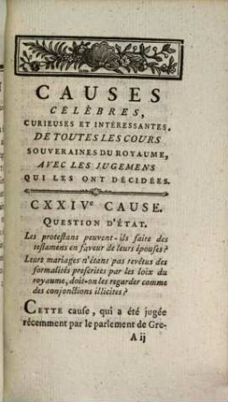 Causes célèbres, curieuses et intéressantes, de toutes les cours souveraines du royaume, avec les jugemens qui les ont décidées. [N.F.] 48. 1778