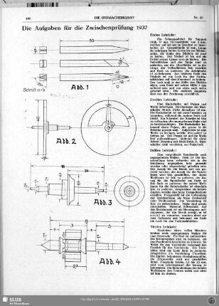 Die Aufgaben für die Zwischenprüfung 1937