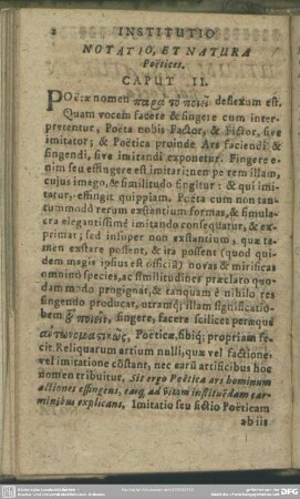 Caput II. Notatio, Et Natura Poetices