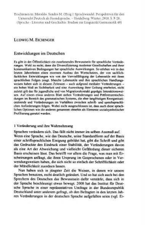 Entwicklungen im Deutschen