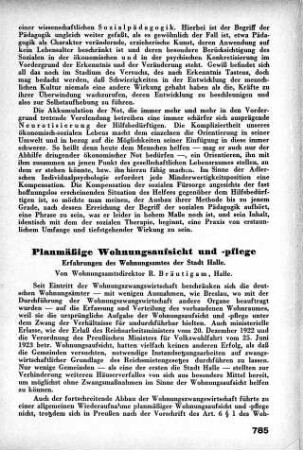 Planmäßige Wohnungsaufsicht und -pflege
