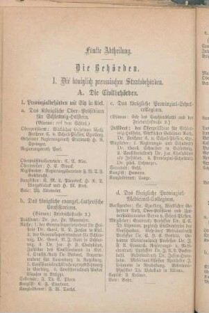 I. Die königlich preussischen Staatsbehörden.