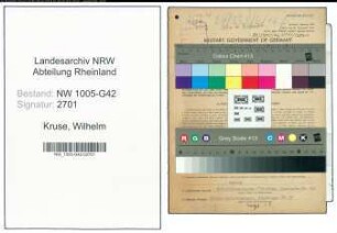 Entnazifizierung Wilhelm Kruse , geb. 08.04.1905 (Anstreicher)