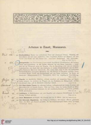 Arbeiten in Email; Miniaturen (Nr. 534 - 570)