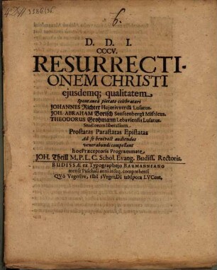 Resurrectionem Christi eiusdemque qualitatem