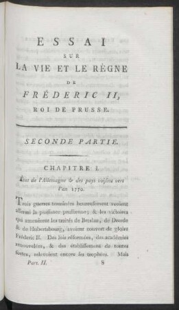 Chapitre I. État de l'Allemagne & des pays voisins vers l'an 1770