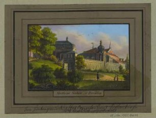 Ansicht vom Mathematischen Salon, kol. Radierung, 1840 : Mathem. Salon zu Dresden, [ca. 1840]. - 1 Kunstblatt : kol. Radierung ; 10,3 x 6,7 cm