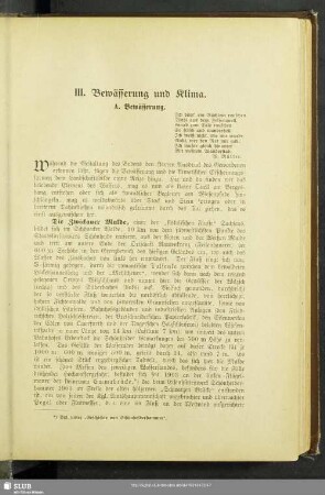 III. Bewässerung und Klima