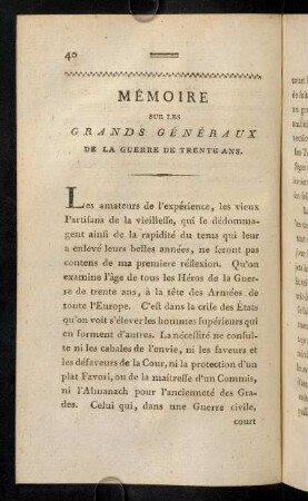 40-98, Mémoire sur les Grands Généraux de la Guerre de Trente Ans.