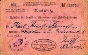 Ausweis zur Nutzung von Jugendherbergen