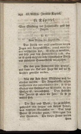 II. Kapitel. Von Mästung der Ziegenbökke und der Ziegen.
