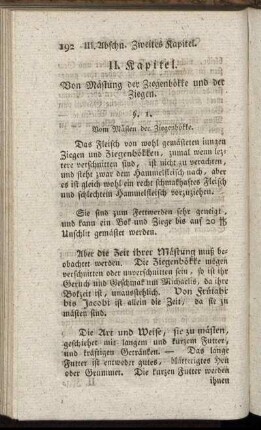II. Kapitel. Von Mästung der Ziegenbökke und der Ziegen.