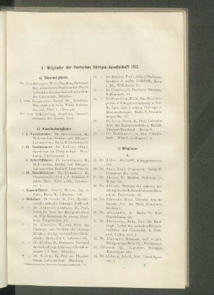 I. Mitglieder der Deutschen Röntgen-Gesellschaft 1913.