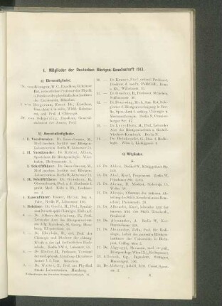 I. Mitglieder der Deutschen Röntgen-Gesellschaft 1913.