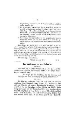 Zur Landfrage in den Kolonien