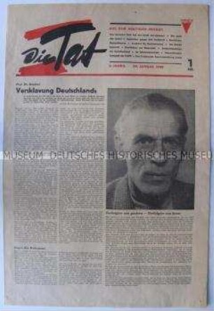 Wochenzeitung der VVN "Die Tat" u.a. mit einem Porträt des KPD-Vorsitzenden Max Reimann