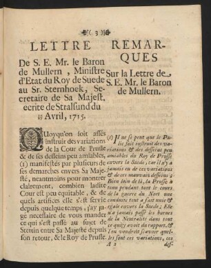 Lettre ... Remarques ...