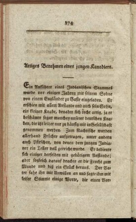 Artiges Benehmen eines jungen Kanadiers.