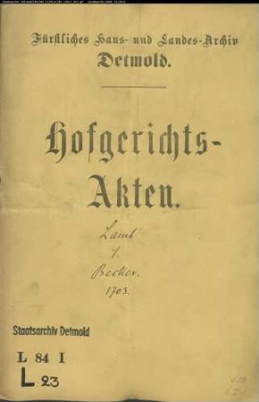 Lamb gen. Clevesche, Witwe zu Salzuflen gegen Beckers Erben zu Heepen - Schuldforderung